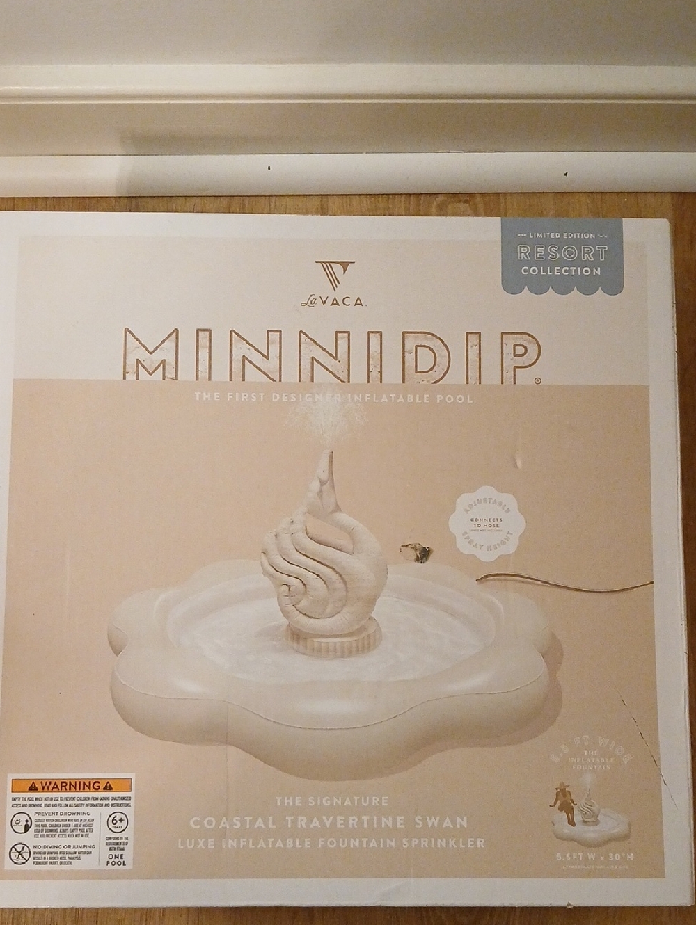 Minnidip Coastal Travertine Swan Inflatable Fountain Sprinkler